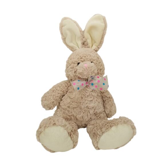 Best Made Toys Rabbit Plush Tan Beige Polka Dot Ribbon Bow Stuffed Animal Toy - Picture 1 of 6